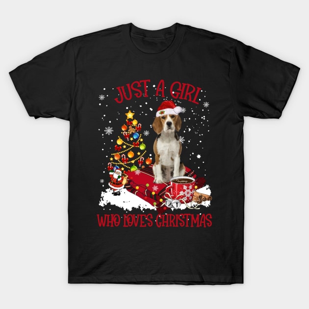 Beagle Just A Girl Who Loves Christmas T-Shirt by Los Draws